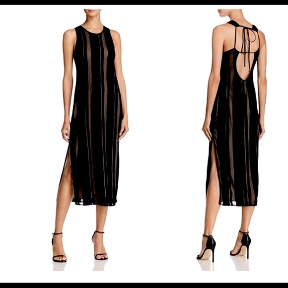 Elizabeth & James Crepe Black/Nude cocktail Dress - Picture 2 of 10